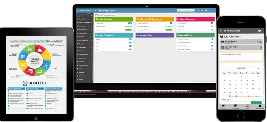 School Management Software Multiple Screen Image